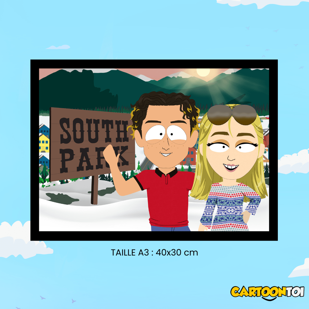 Portrait South Park Personnalisé en Couple