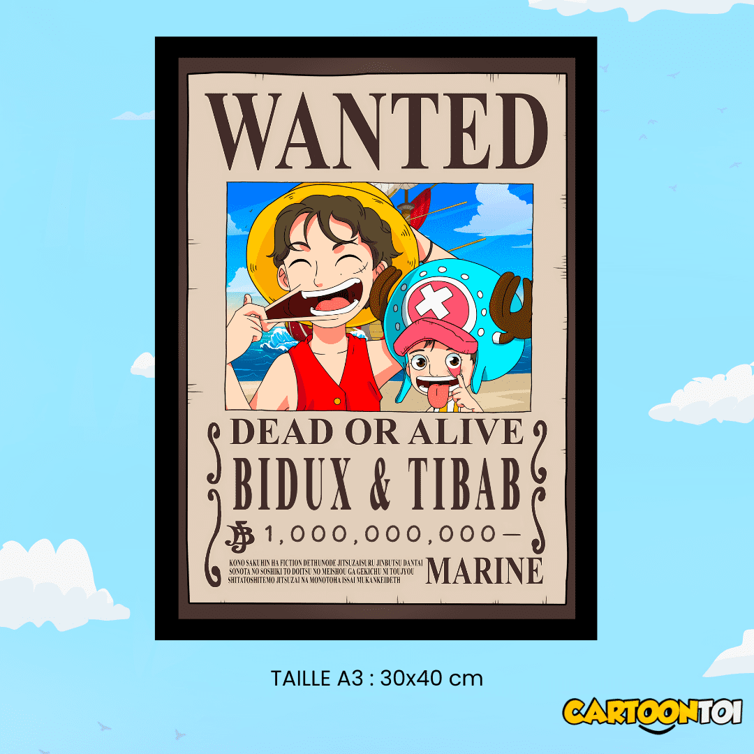 affiche wanted one piece personnalisée