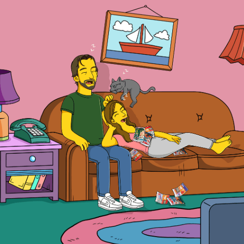 Portrait de Couple Personnalisé en Simpson