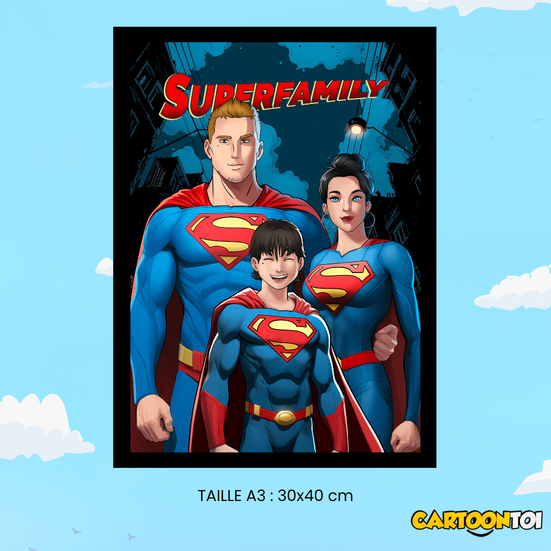 portrait de famille en superman