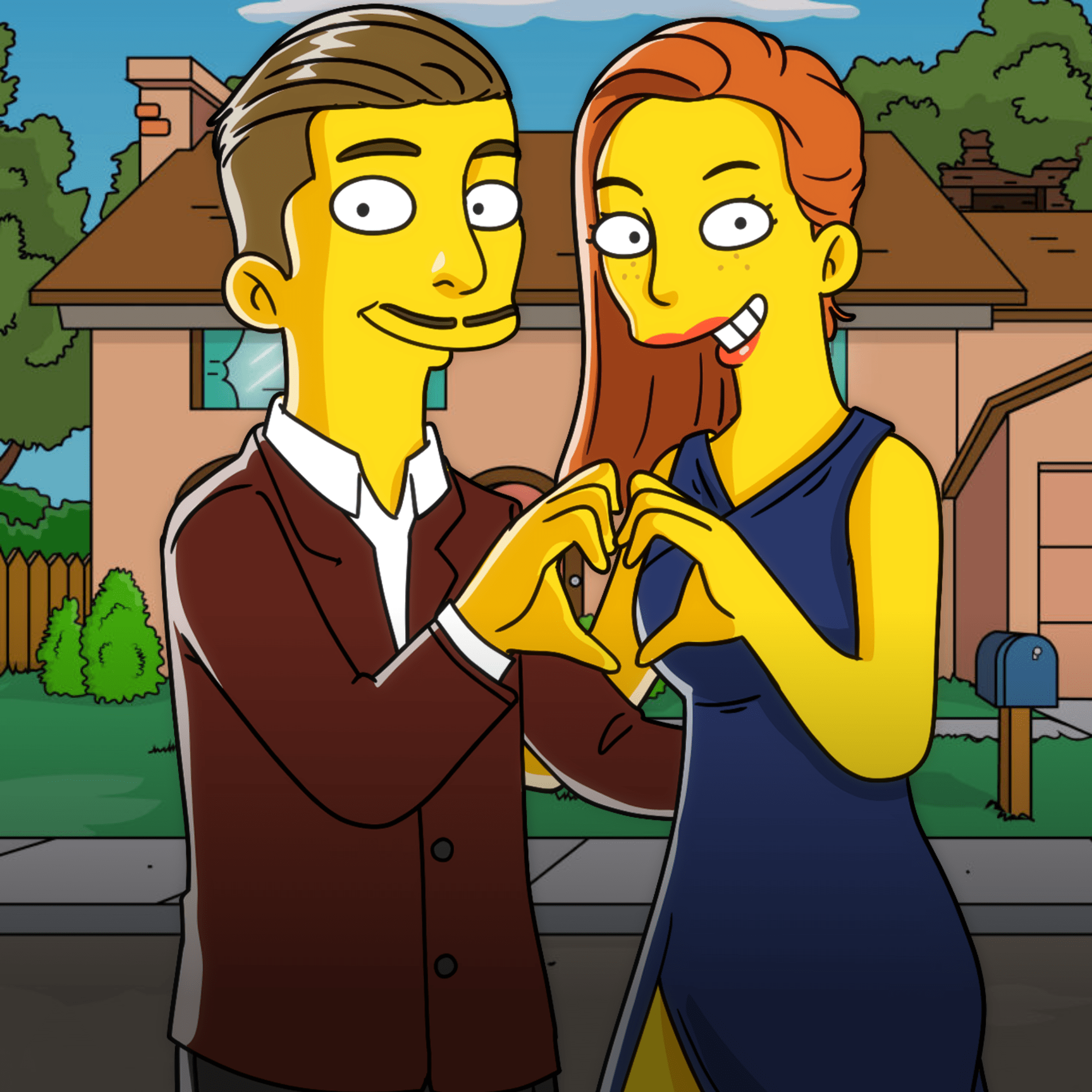 Portrait de couple personnalisé en personnage Simpson